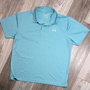 Under Armour | Blue Polka-Dot Performance Golf Polo Shirt Loose Fit